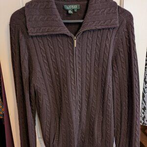 Ralph Lauren Purple Cable Knit Cardigan
